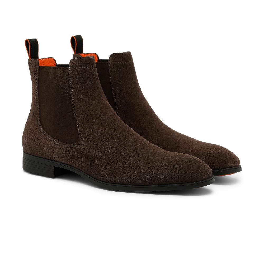 Santoni Stivaletto chelsea da uomo in suede marrone Promozione Limitata