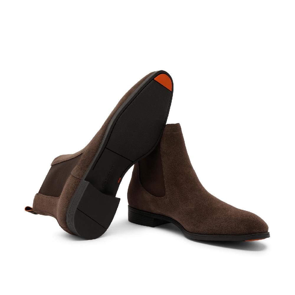Santoni Stivaletto chelsea da uomo in suede marrone Promozione Limitata