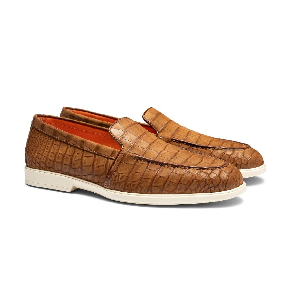 Santoni Mocassino da uomo in alligatore marrone Rilascio limitato