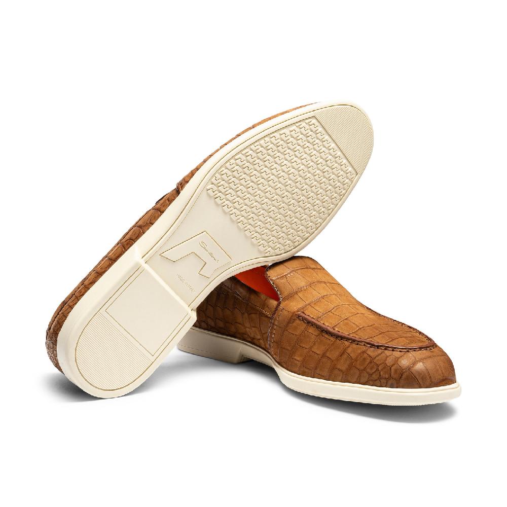Santoni Mocassino da uomo in alligatore marrone Rilascio limitato