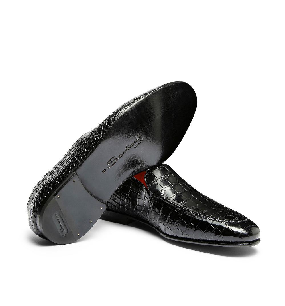 Santoni Mocassino da uomo in alligatore grigio Economico