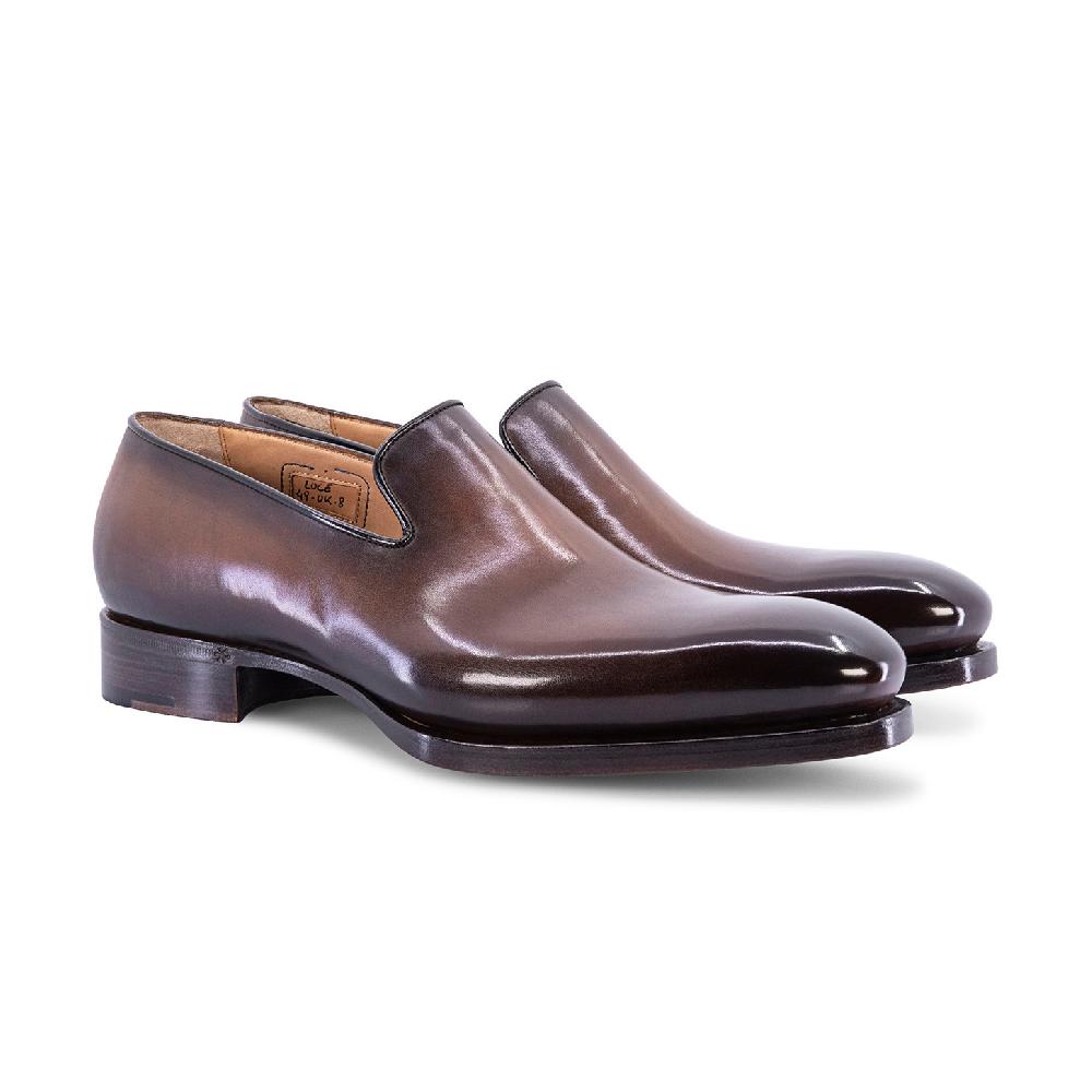Santoni Mocassino Uniqua da uomo in pelle anticata marrone Online