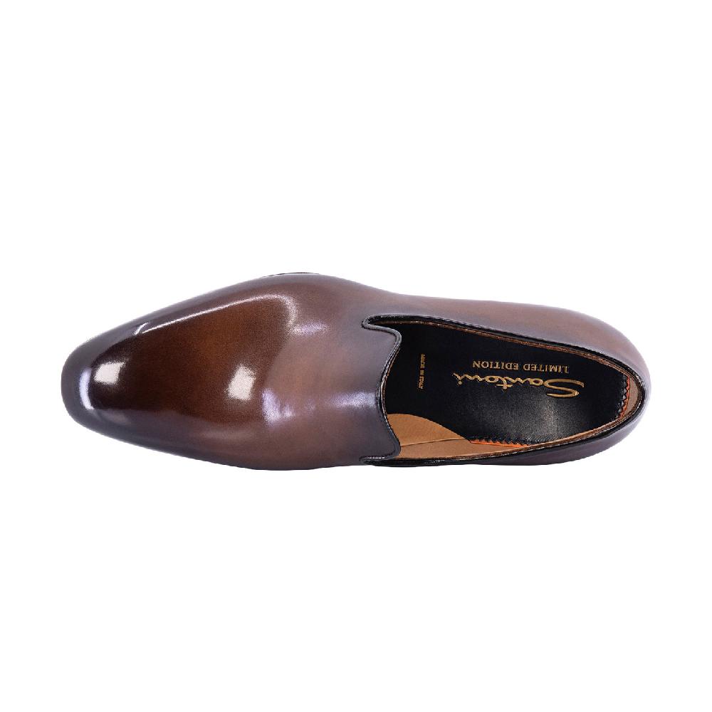 Santoni Mocassino Uniqua da uomo in pelle anticata marrone Online