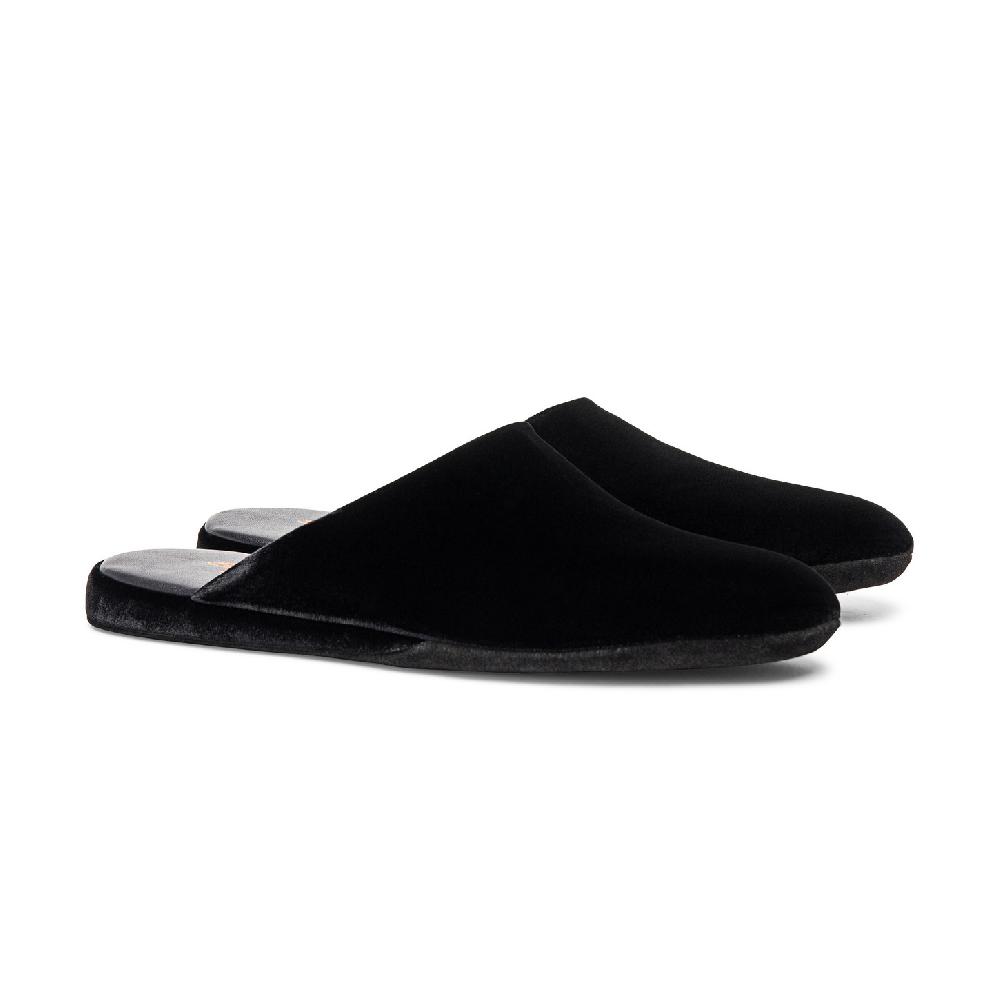 Santoni Pantofola da uomo in velluto nero Outlet
