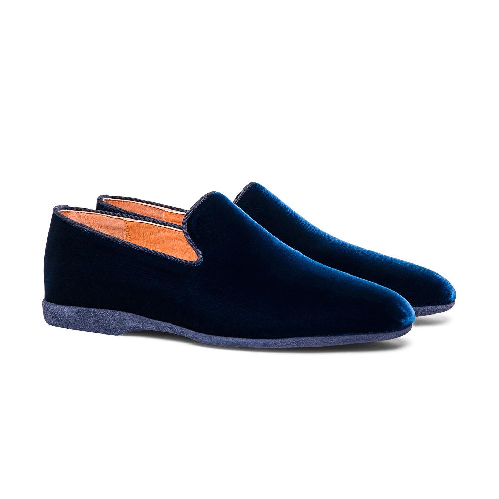 Santoni Pantofola da uomo in velluto blu In Vendita