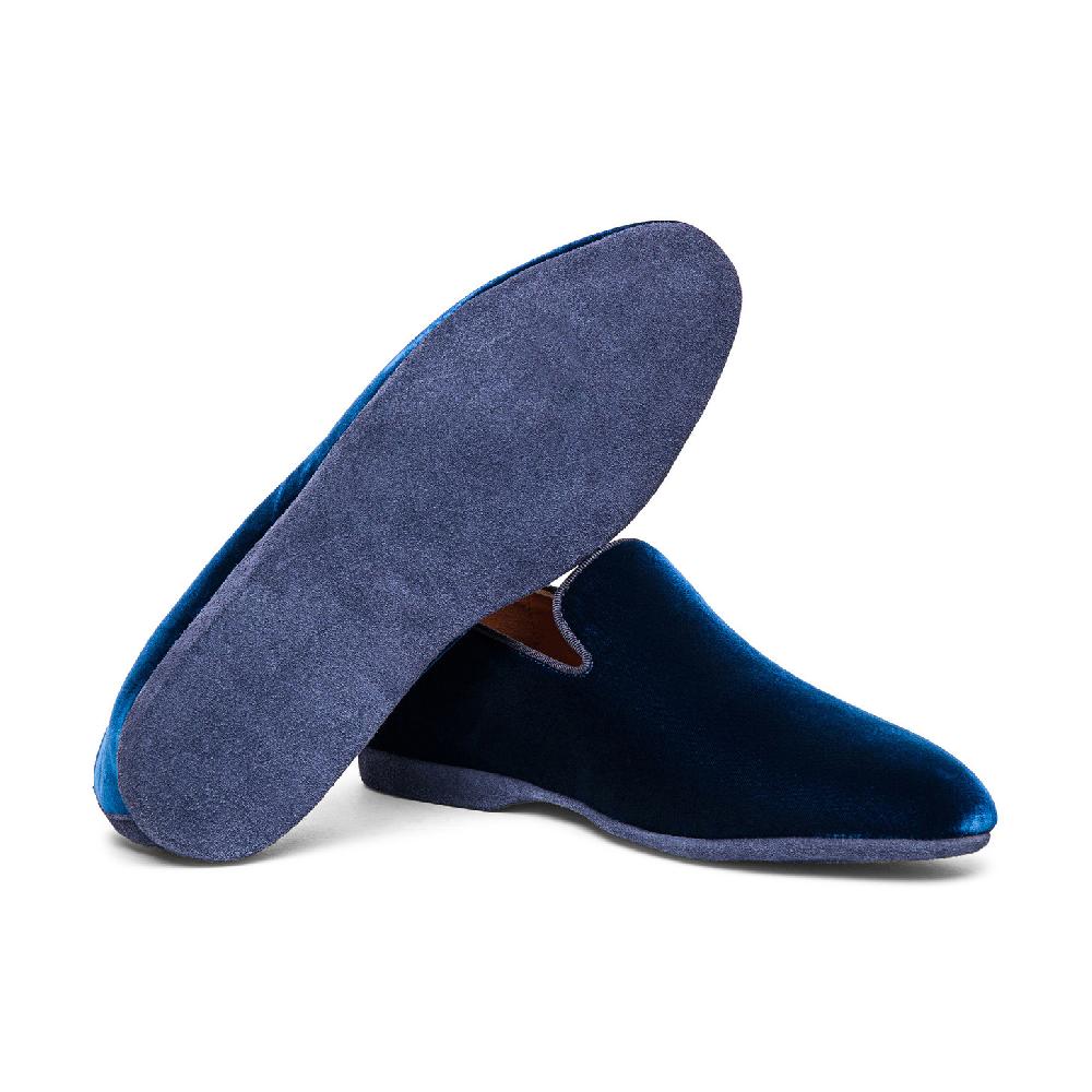 Santoni Pantofola da uomo in velluto blu In Vendita