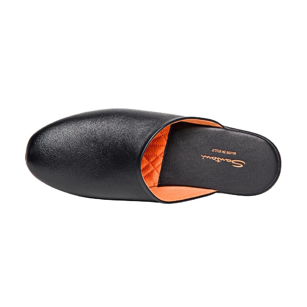 Santoni Pantofola da uomo in pelle nera Saldi