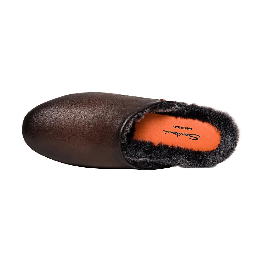 Santoni Pantofola da uomo in pelle anticata marrone Offerte