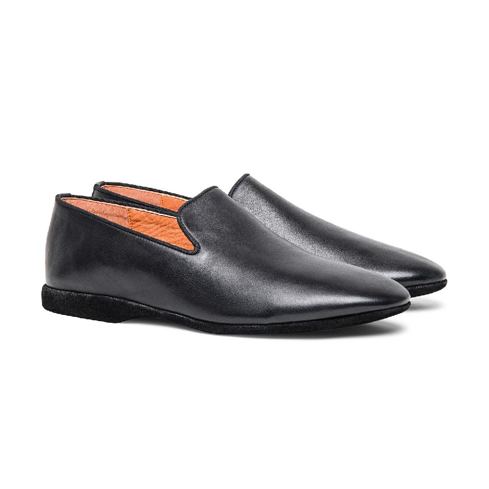 Santoni Pantofola da uomo in pelle nera Hotsell