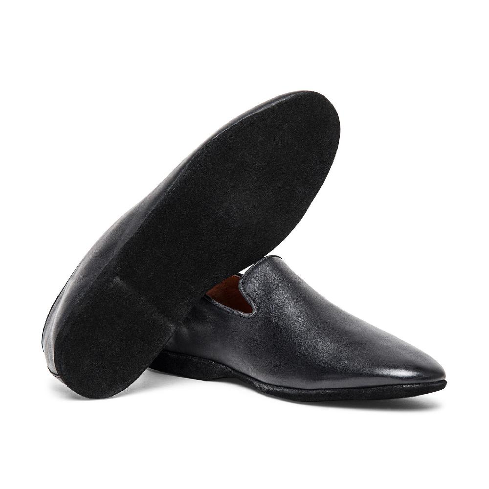 Santoni Pantofola da uomo in pelle nera Hotsell