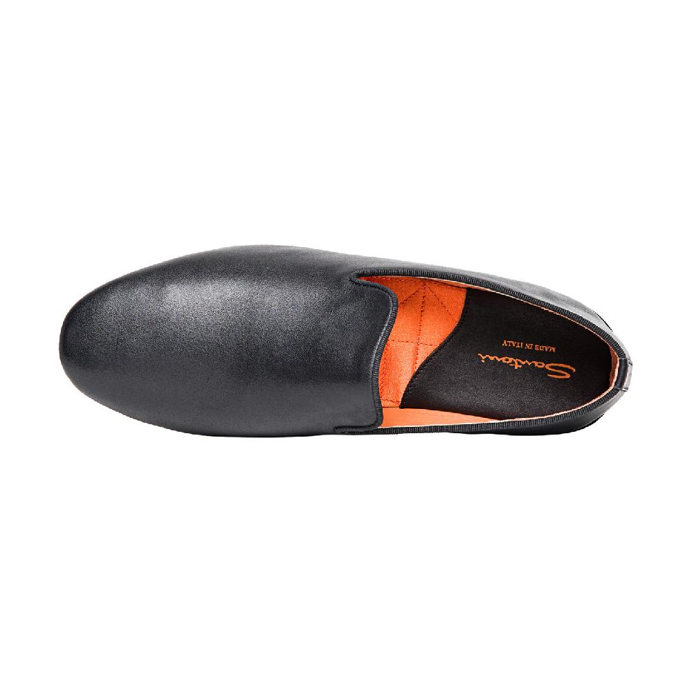 Santoni Pantofola da uomo in pelle nera Hotsell