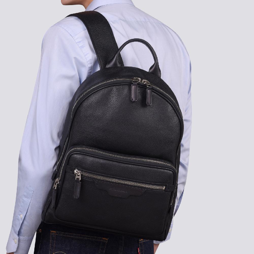 Santoni Zaino in pelle bottalata nera I Più Venduti