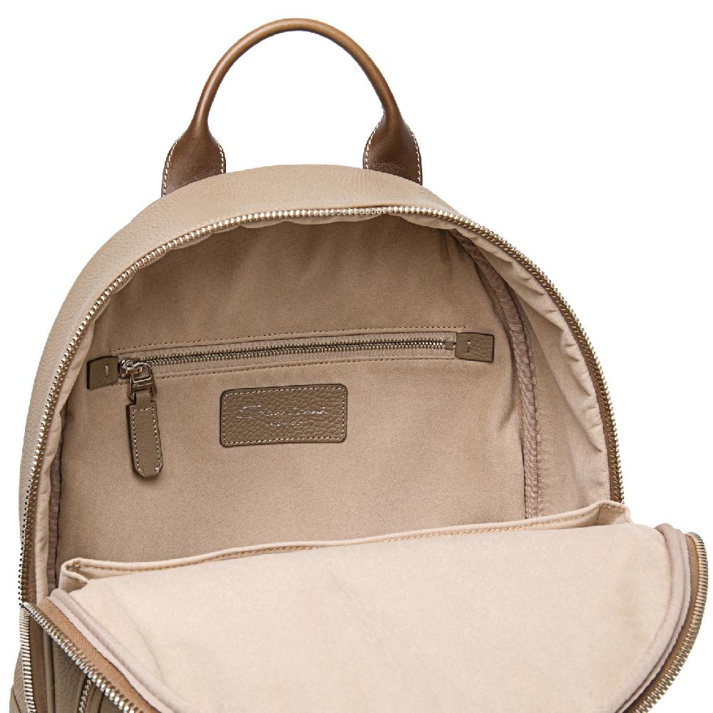 Santoni Zaino in pelle bottalata beige Negozio