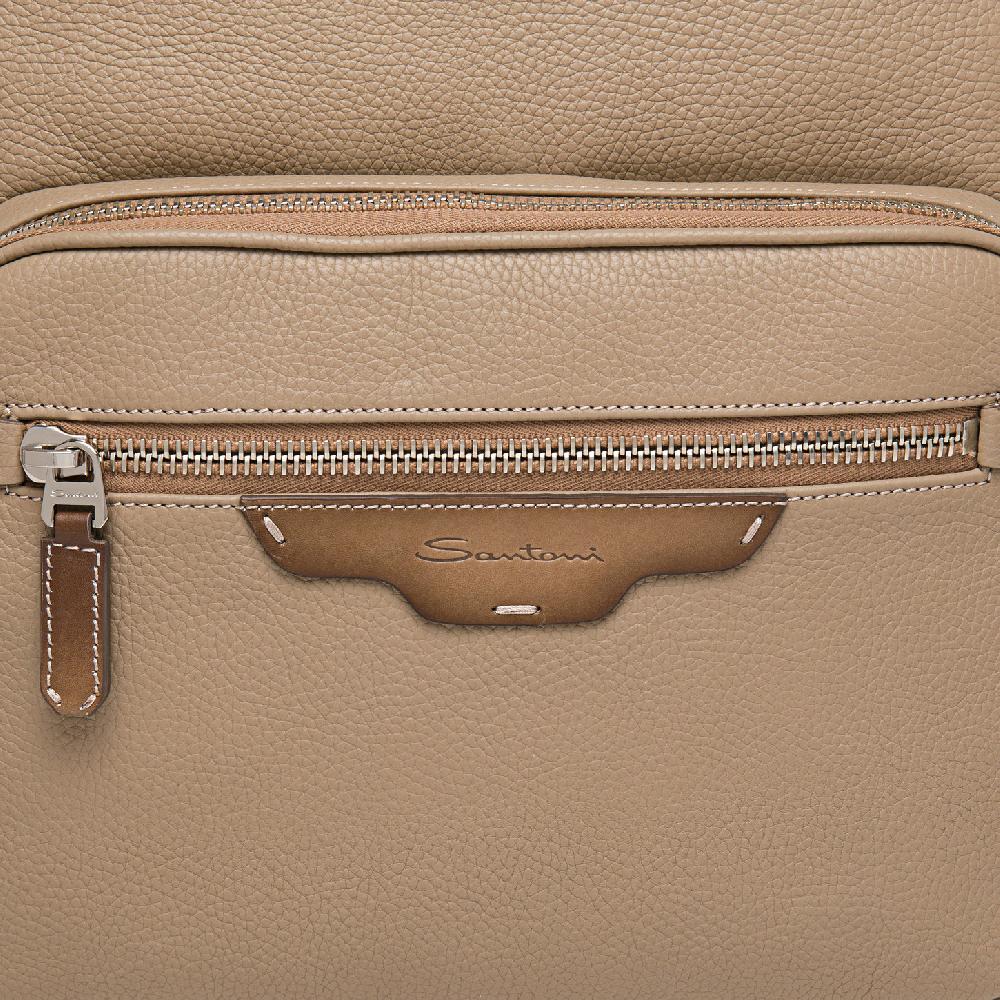 Santoni Zaino in pelle bottalata beige Negozio