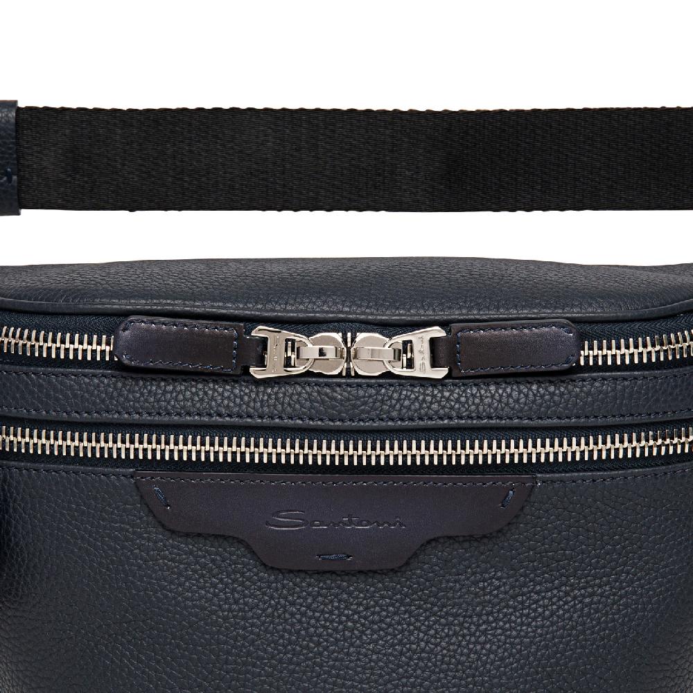 Santoni Marsupio in pelle bottalata blu In Saldo