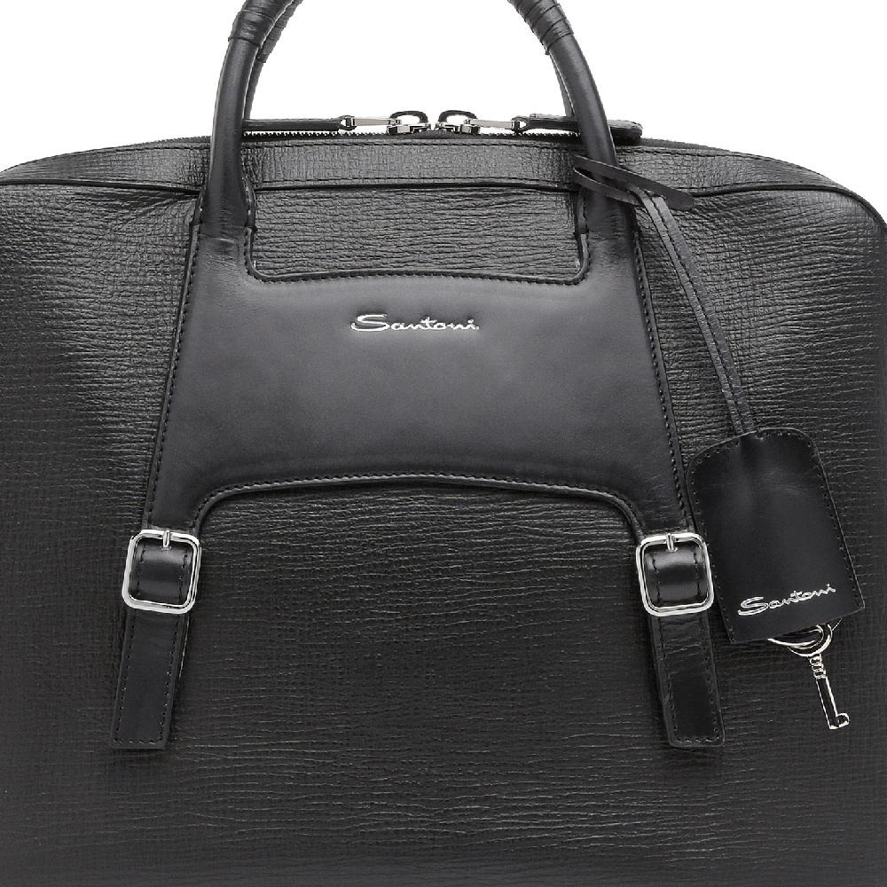 Santoni Briefcase in pelle stampata nera Moda