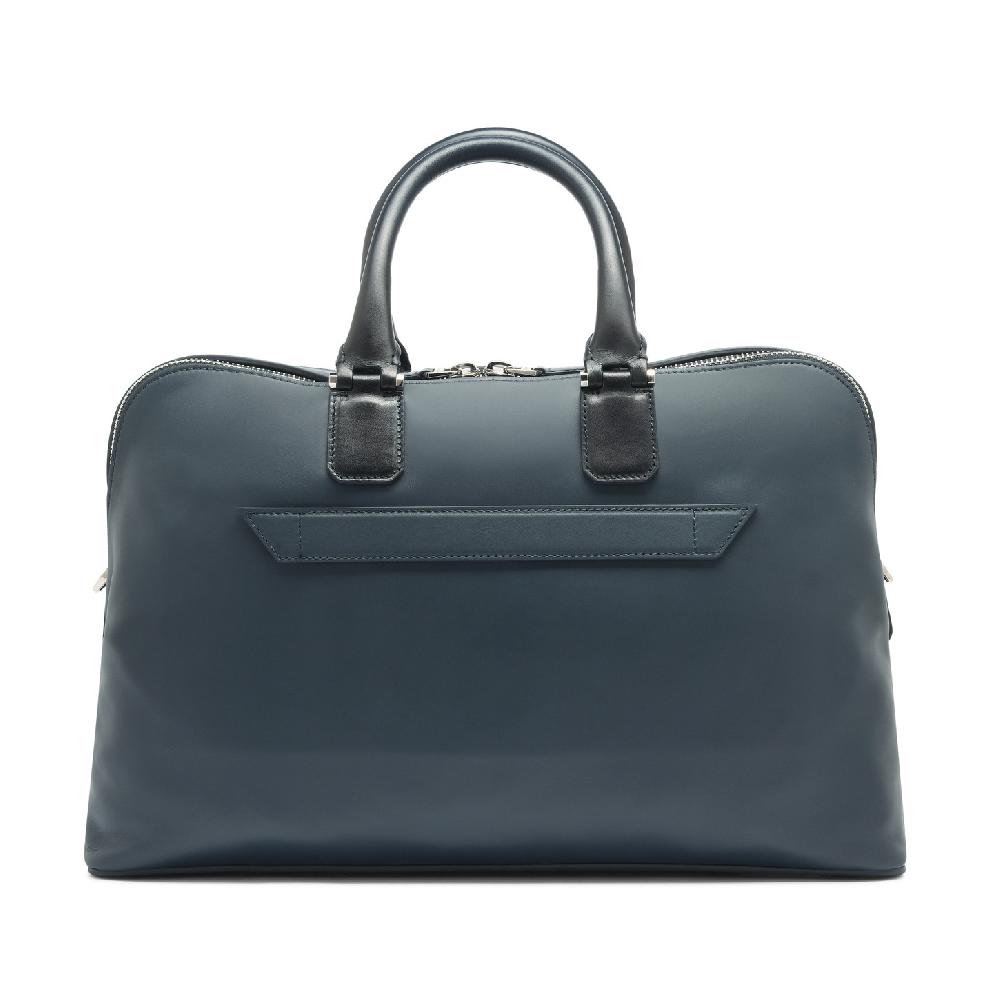 Santoni Borsa porta pc in pelle blu Italy