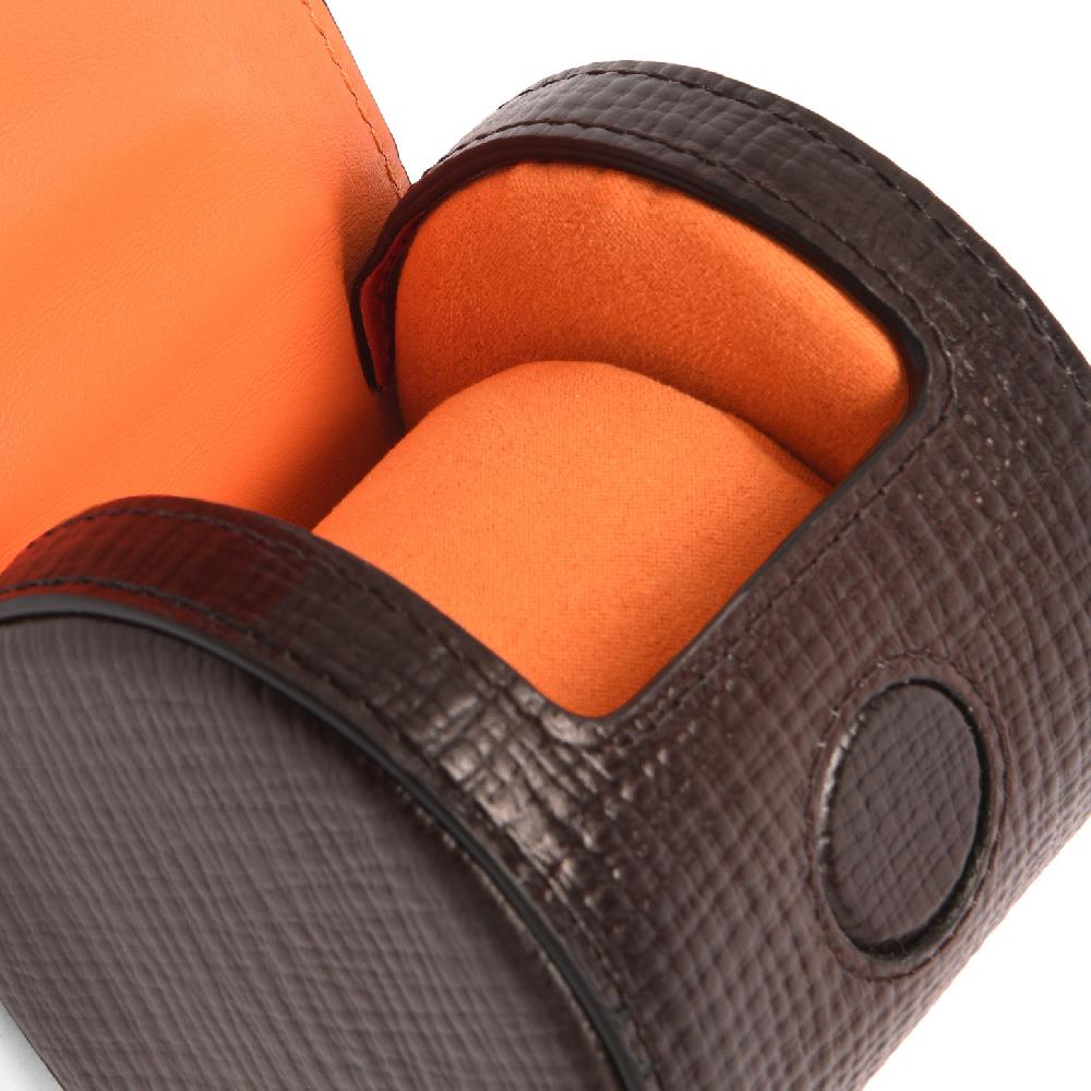 Santoni Custodia portaorologi piccola in pelle stampata marrone Italia
