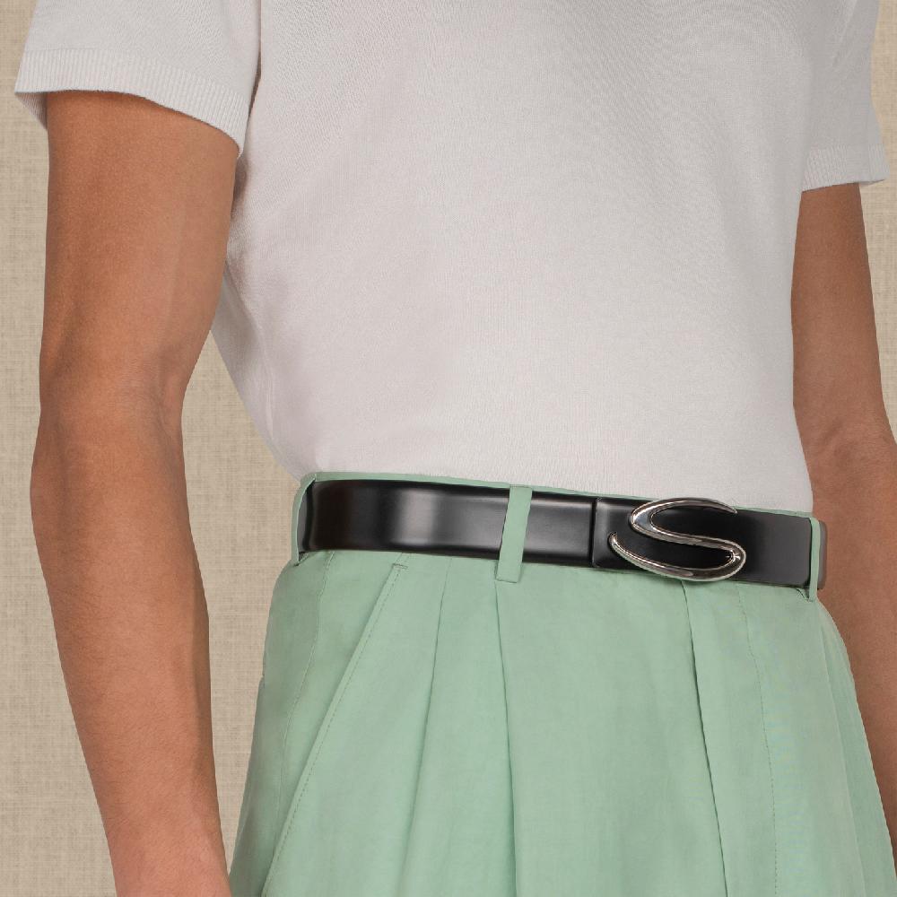 Santoni Asta per cintura in pelle nera Pezzi Unici