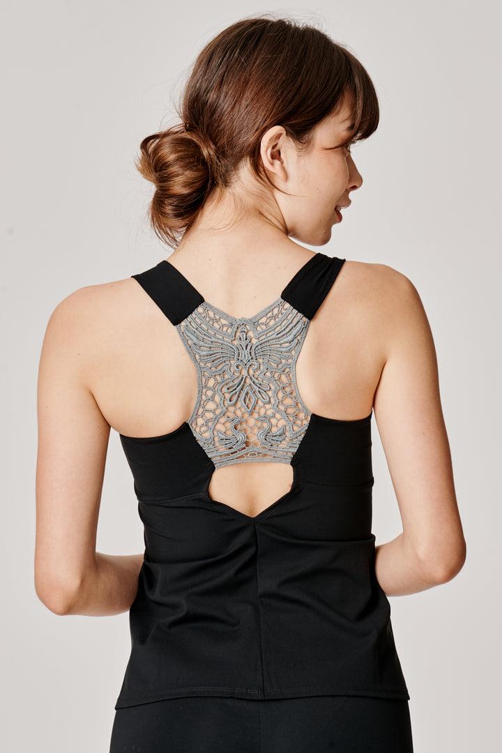 Sàpopa Tulipano Grey Lace Tank Top In Linea