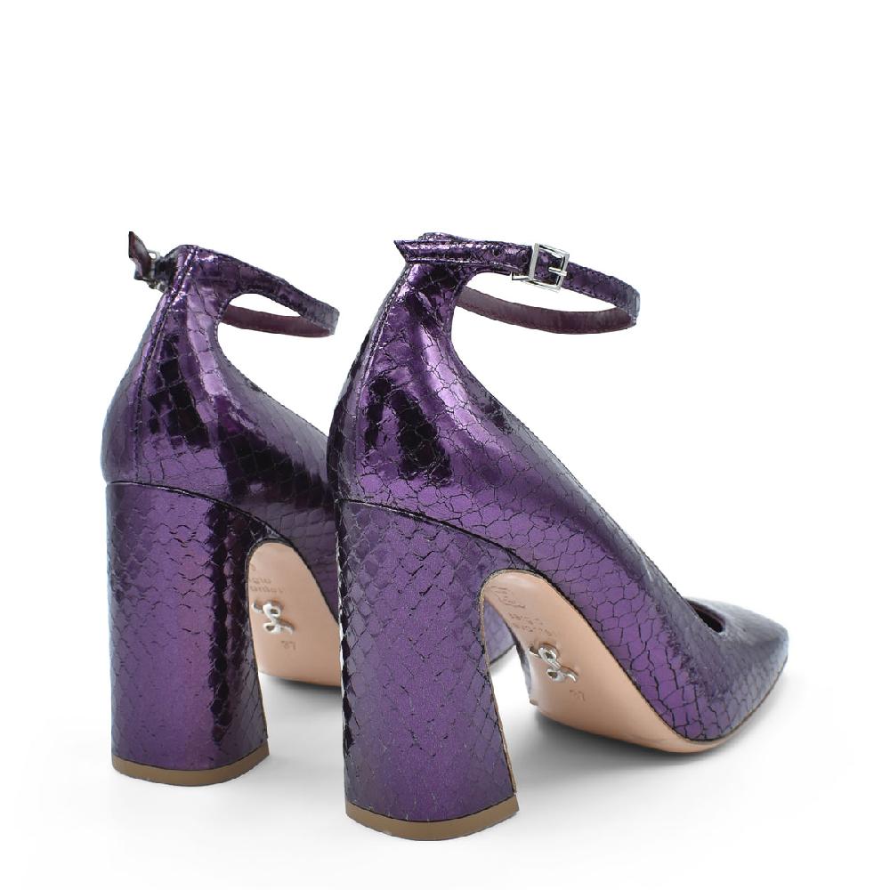 Sergio Levantesi Vergy Violet. Décolleté in pelle effetto rettile con cinturino Hotsell
