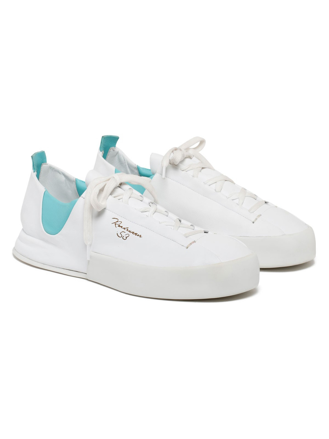 Silvano Sassetti Sneakers Jegher bianche e acquamarina Saldi Di Fabbrica