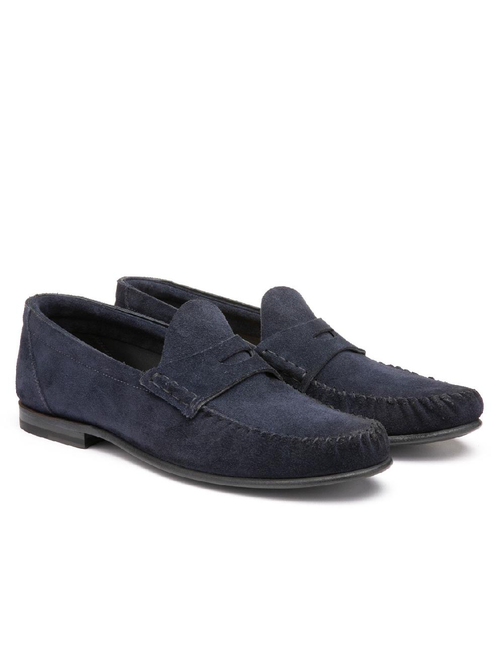 Silvano Sassetti Mocassini Penny in suede navy Affare Del Giorno
