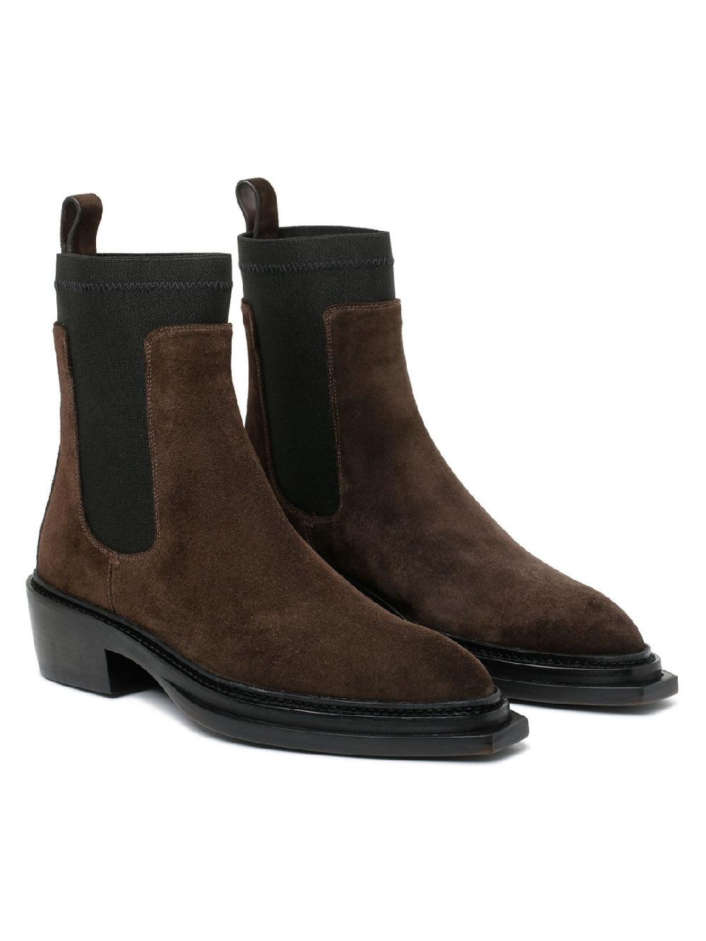 Silvano Sassetti Stivaletti in suede marrone scuro In Vendita