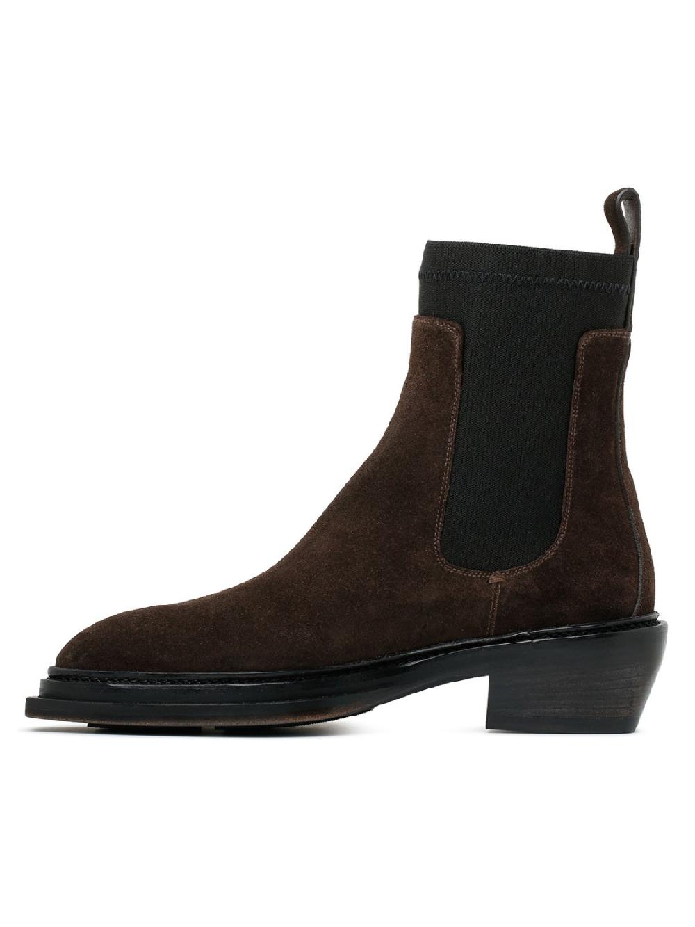 Silvano Sassetti Stivaletti in suede marrone scuro In Vendita