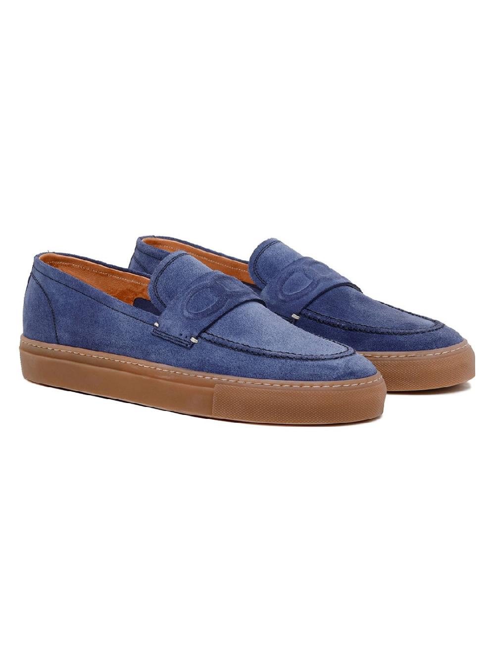 Silvano Sassetti Mocassini St. Tropez in camoscio blu Qualità