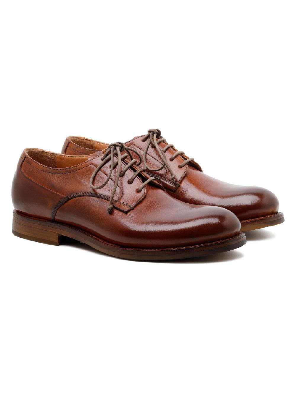 Silvano Sassetti Scarpe Derby Zurigo in pelle color brandy Spedizione Gratuita