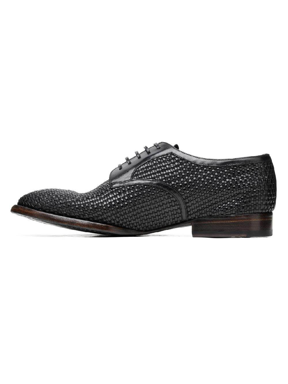 Silvano Sassetti Scarpe Derby in pelle nera intrecciata Hotsell