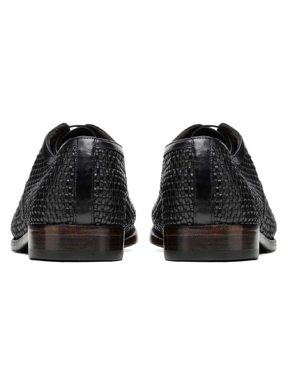 Silvano Sassetti Scarpe Derby in pelle nera intrecciata Hotsell