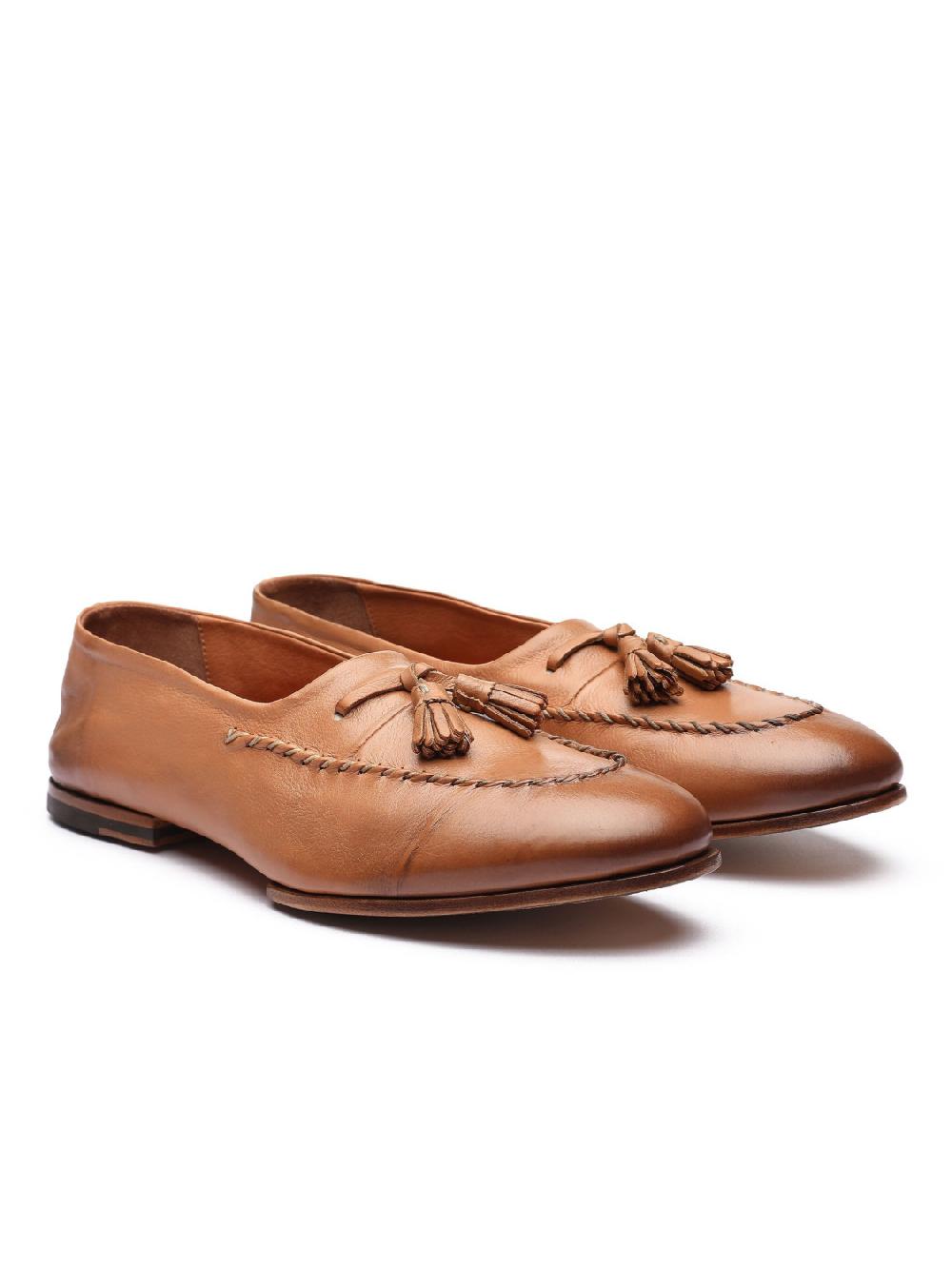 Silvano Sassetti Mocassini in pelle color brandy Italy