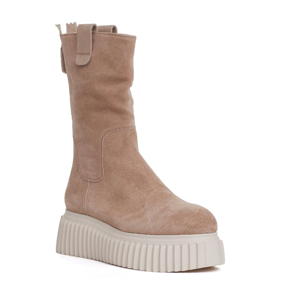Sorelle Perego stivaletto fondo bianco in camoscio beige Affare Del Giorno
