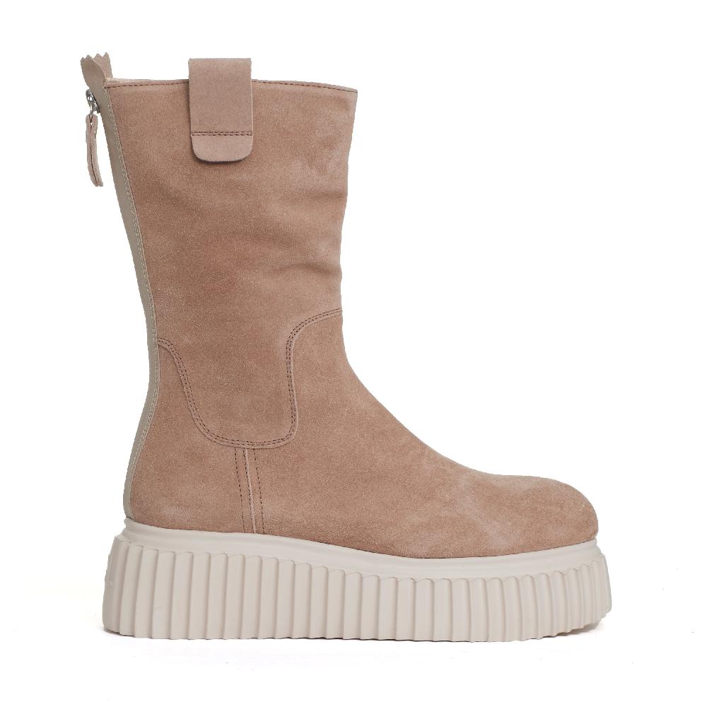 Sorelle Perego stivaletto fondo bianco in camoscio beige Affare Del Giorno