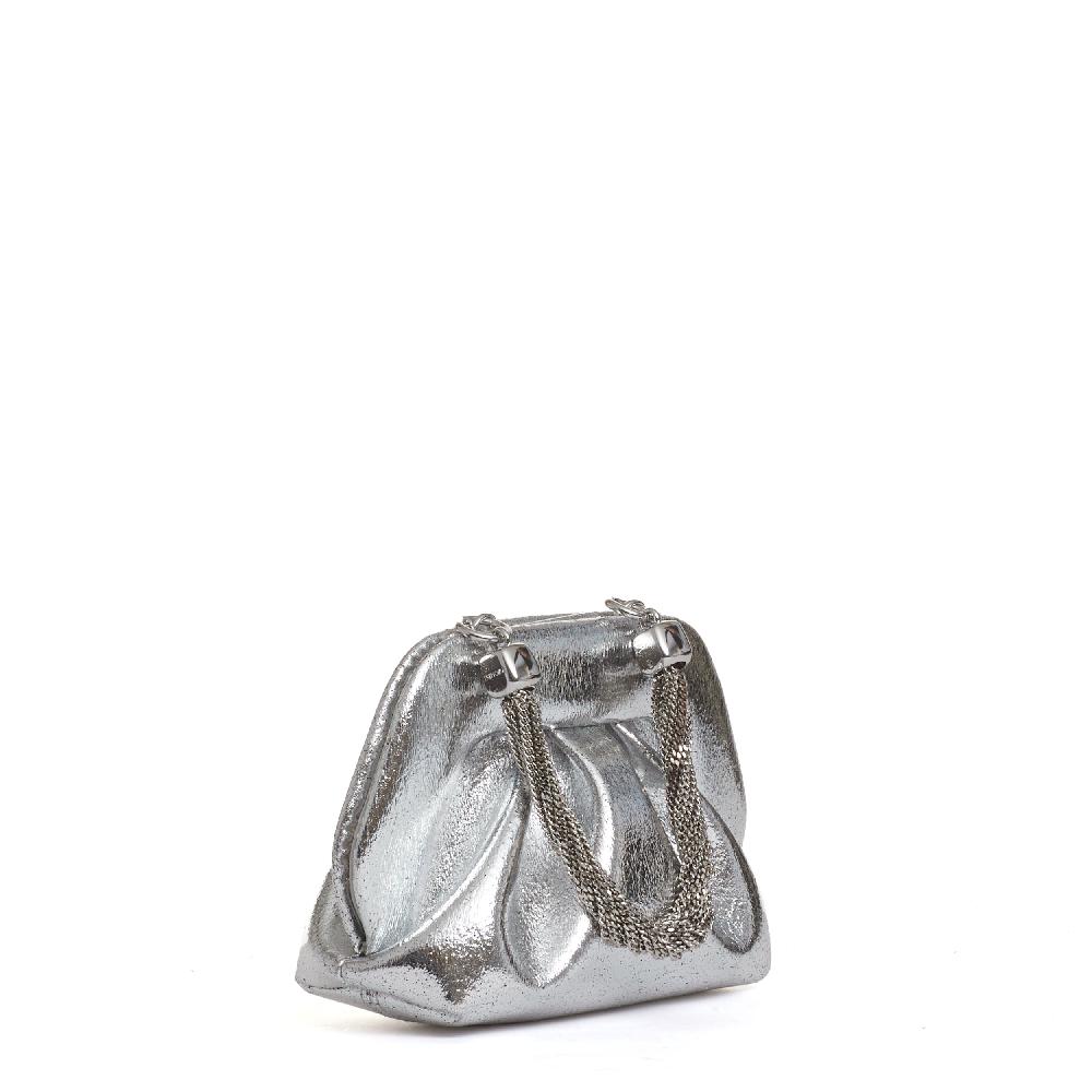 Sorelle Perego clutch argento manico catena Spedizione gratuita