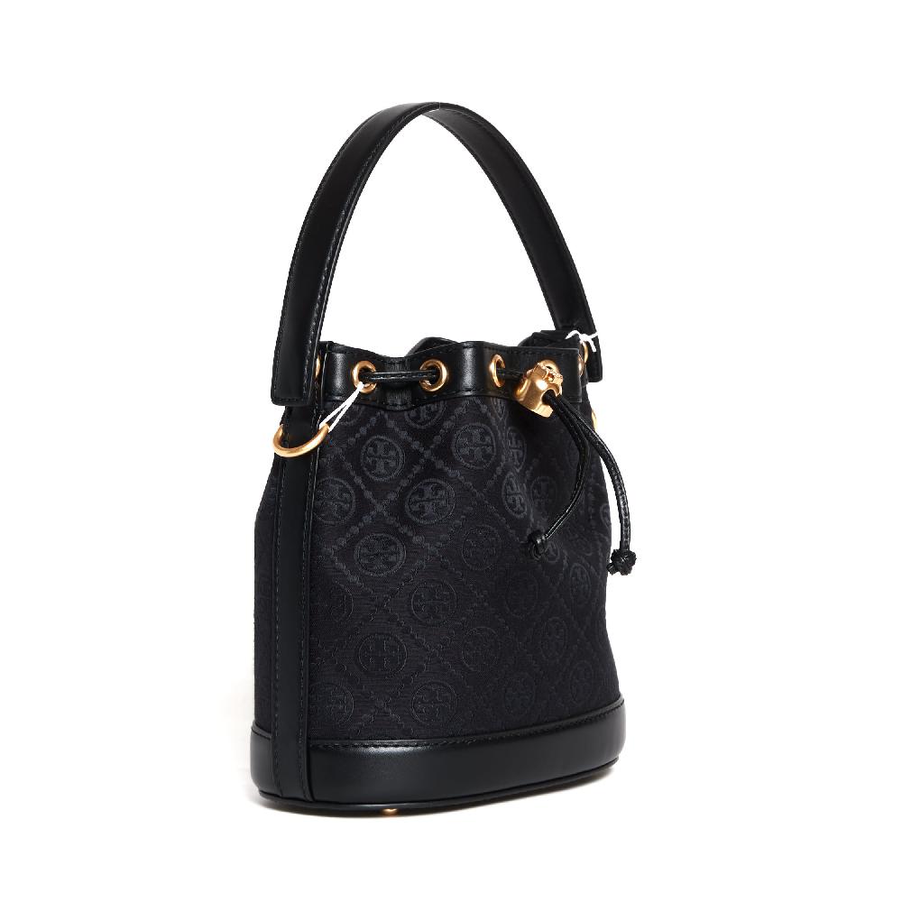 Sorelle Perego bucket bag tessuto logato e pelle nera Shopping online