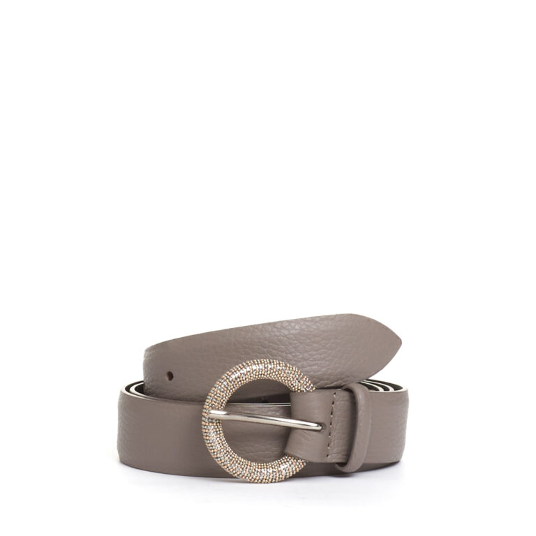 Sorelle Perego cintura taupe fibbia argento rotonda