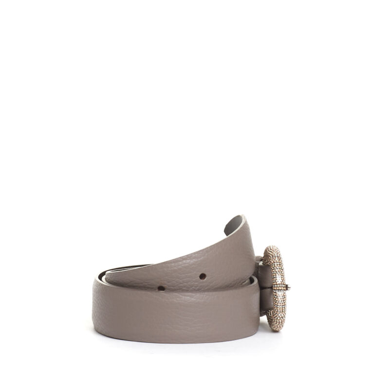 Sorelle Perego cintura taupe fibbia argento rotonda Italia