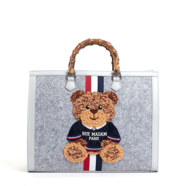 Sorelle Perego tote bag grigio grande con Teddy e tracolla