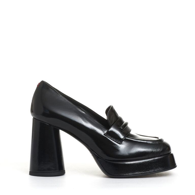 Sorelle Perego mocassino vernice nero platò tacco 90 mm