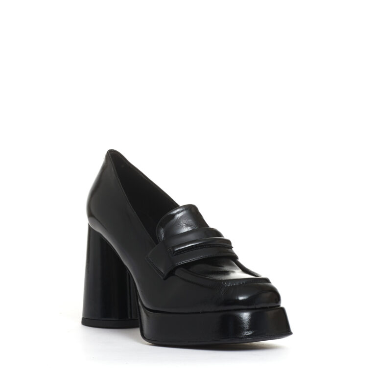Sorelle Perego mocassino vernice nero platò tacco 90 mm Vendite Flash