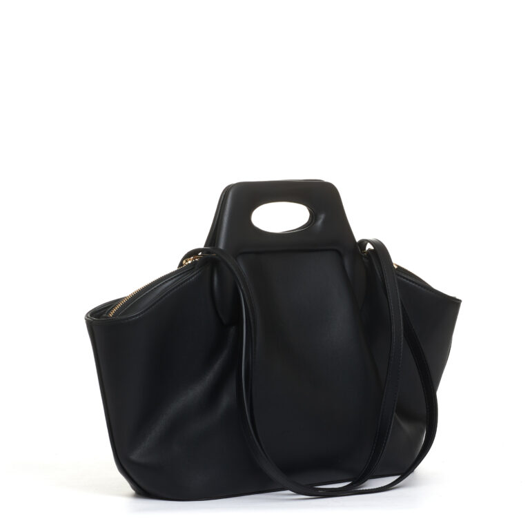 Sorelle Perego borsa pelle nera trapezio Sostegno trimestrale