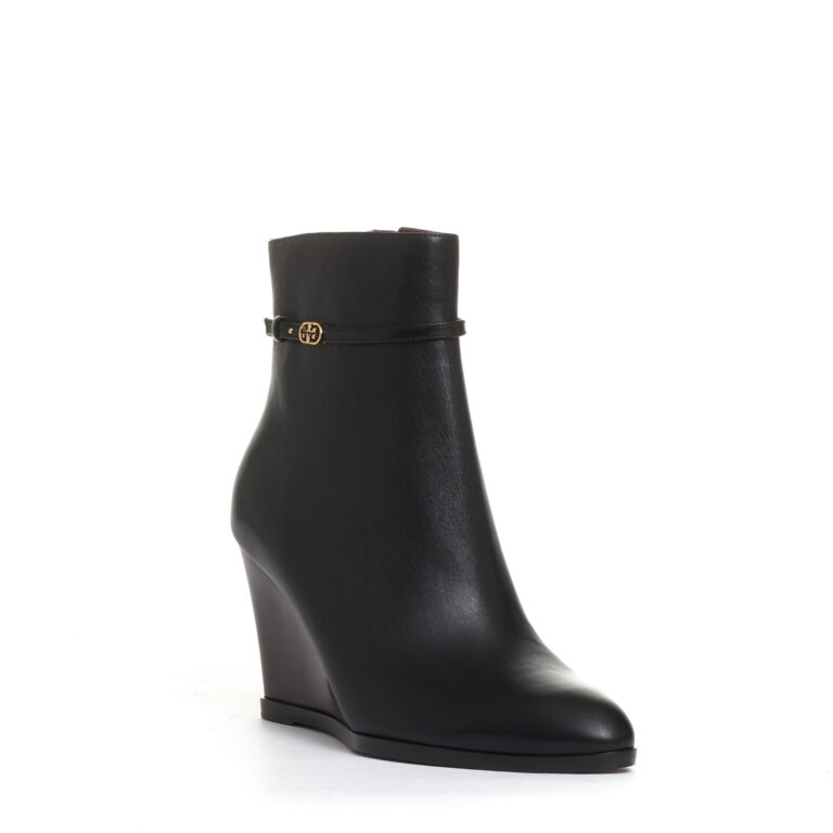 Sorelle Perego stivaletto zeppa 90 mm pelle nera Moda