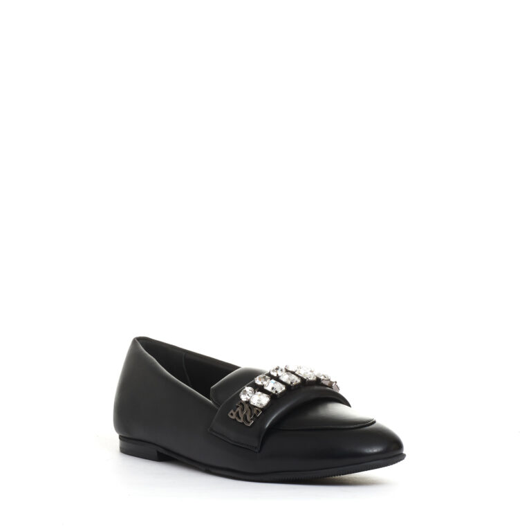 Sorelle Perego mocassino nero con strass In Linea