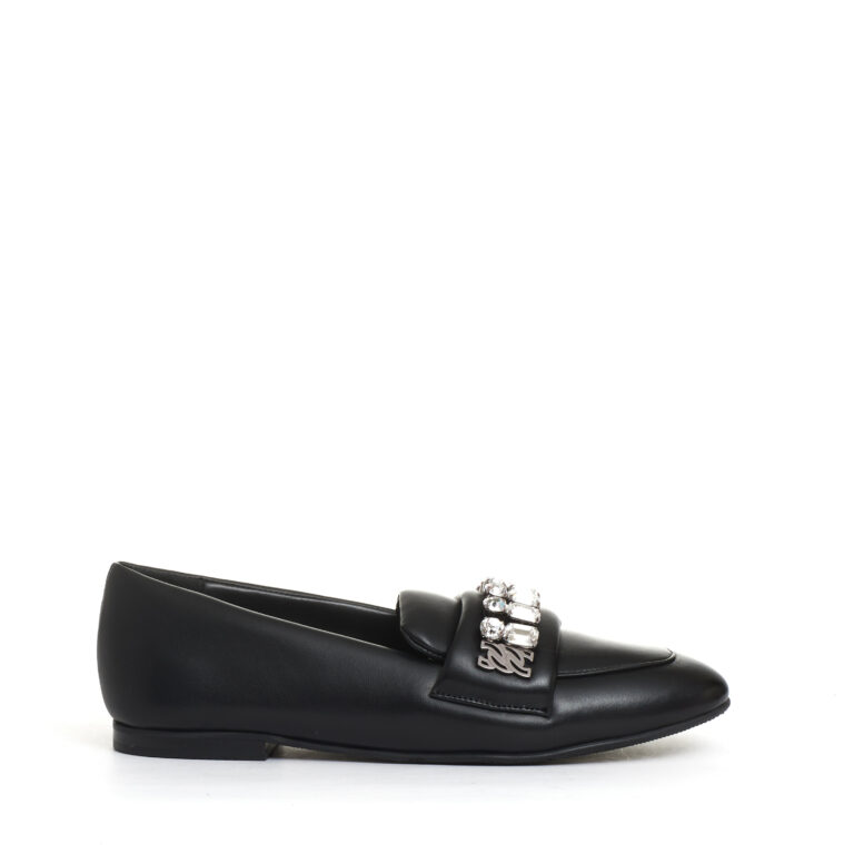 Sorelle Perego mocassino nero con strass In Linea