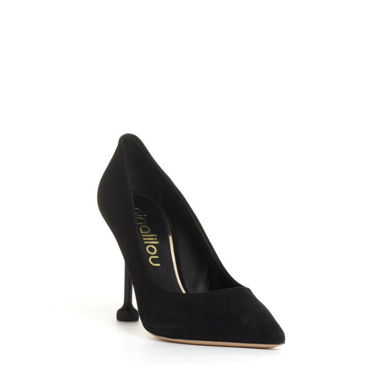 Sorelle Perego pump camoscio nero tacco metallo 100 mm Promozione Limitata