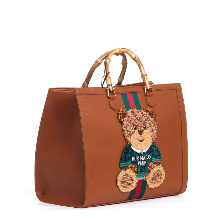 Sorelle Perego tote bag cuoio grande con Teddy e tracolla Affare Del Giorno