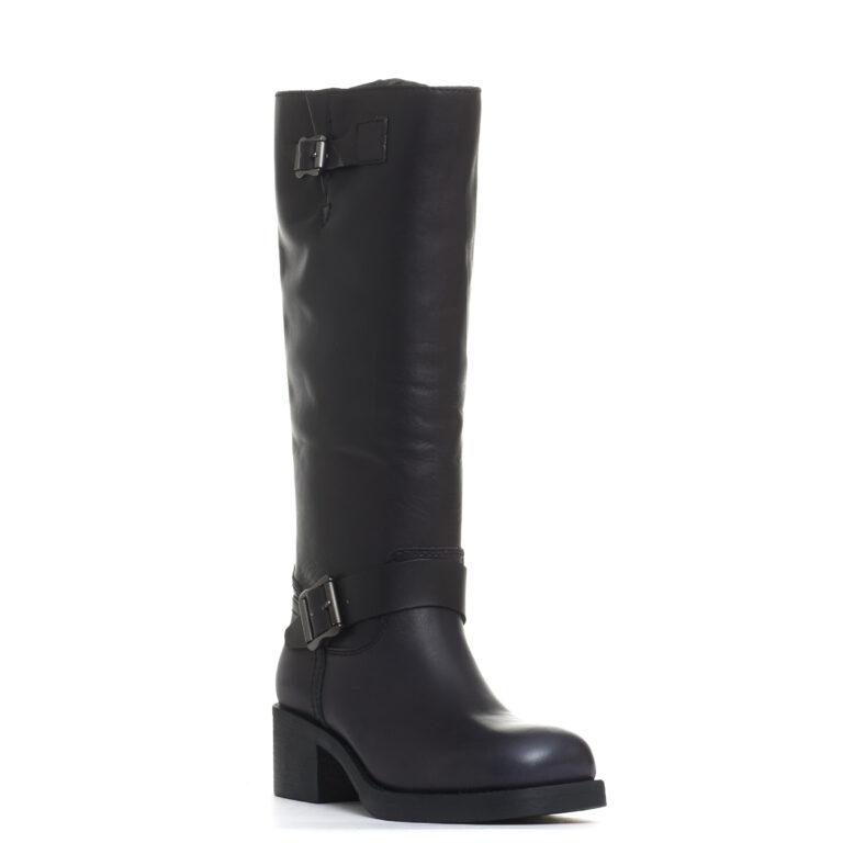 Sorelle Perego stivale biker tacco 40 mm fibbie nero Presa